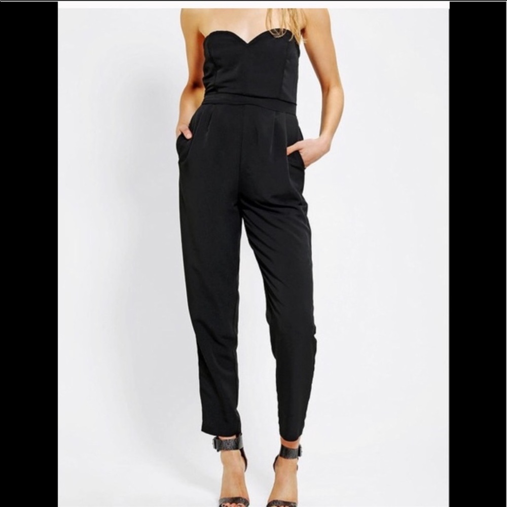Sparkle & Fade Black Strapless Jumpsuit w/ Pockets